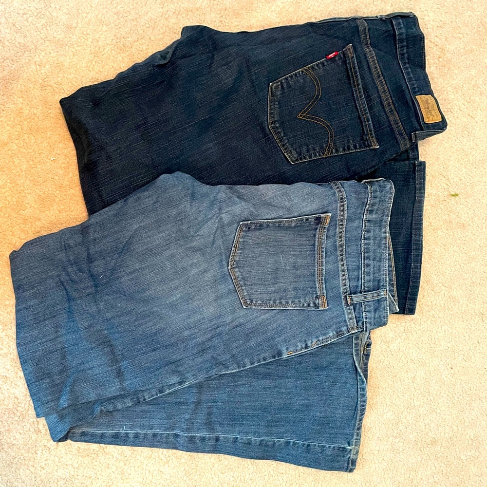 2 pair of bootcut jeans.
